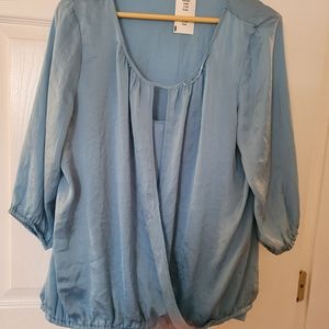Powder Blue faux wrap blouse